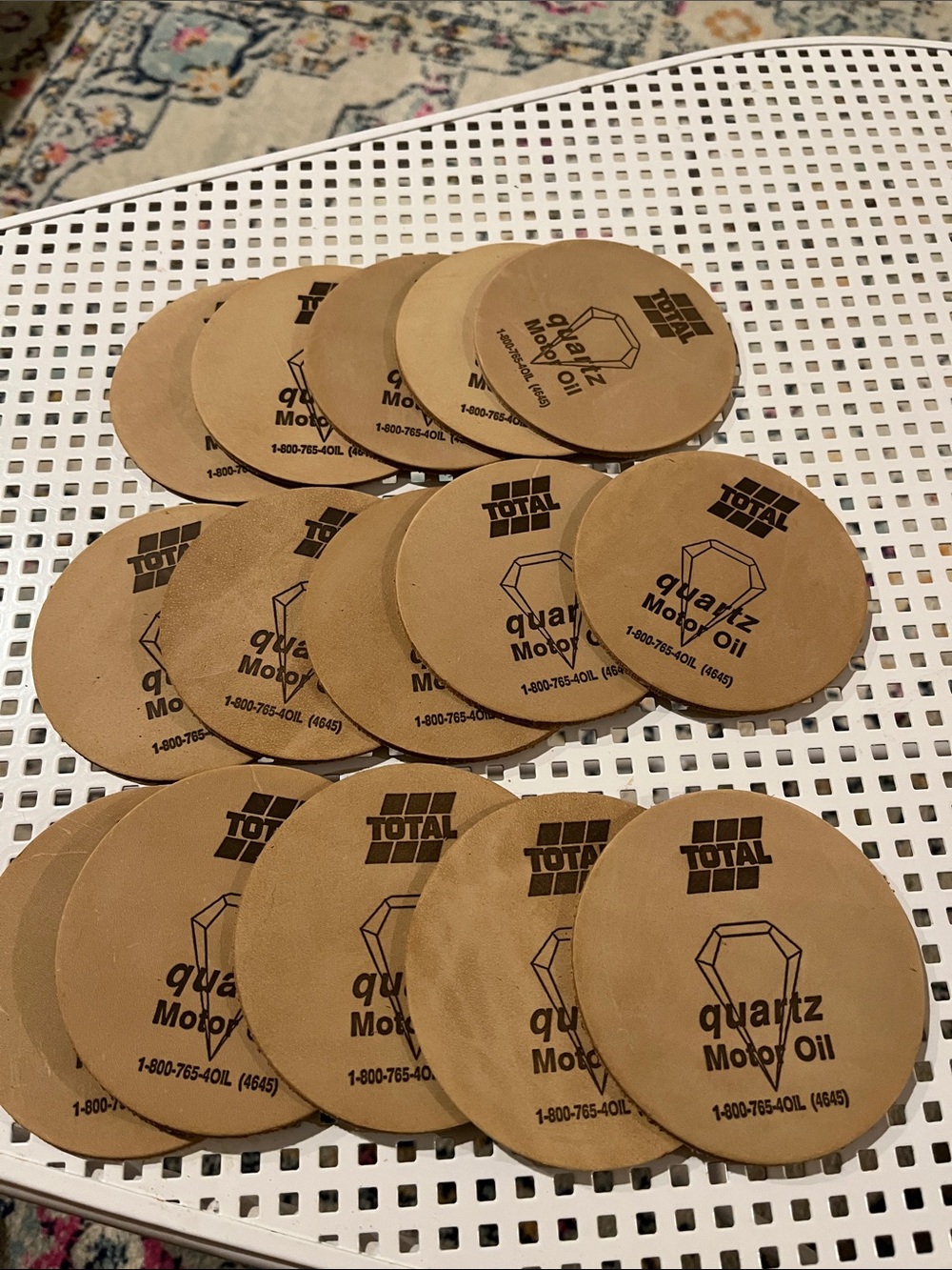 VINTAGE Total Brown Coaster Set ā Quartz Motor Oil Design, 15 pc
